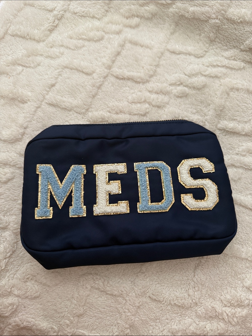 Navy MEDS Embellished Makeup Toiletry Bag
